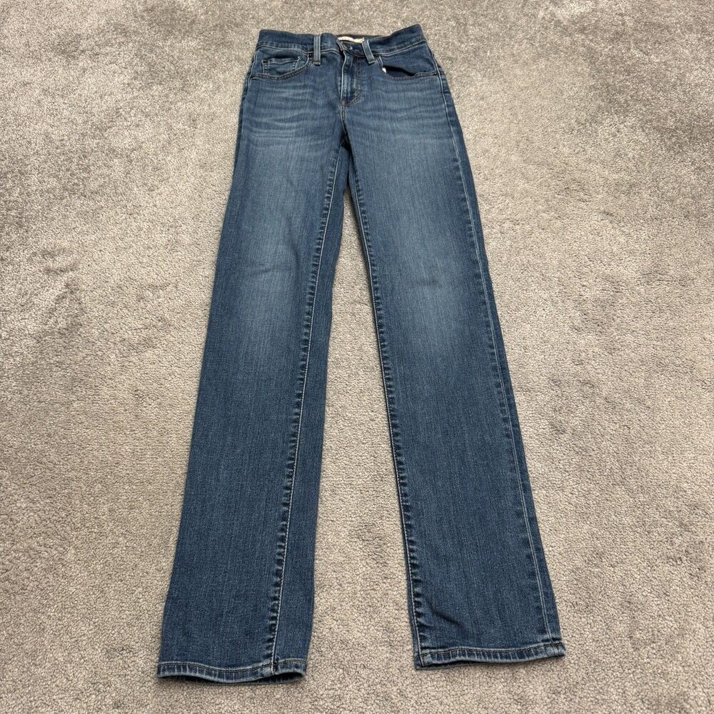 Levi's Premium 724 High Rise Straight Denim Jeans Womens 25x32 Medium Wash Blue